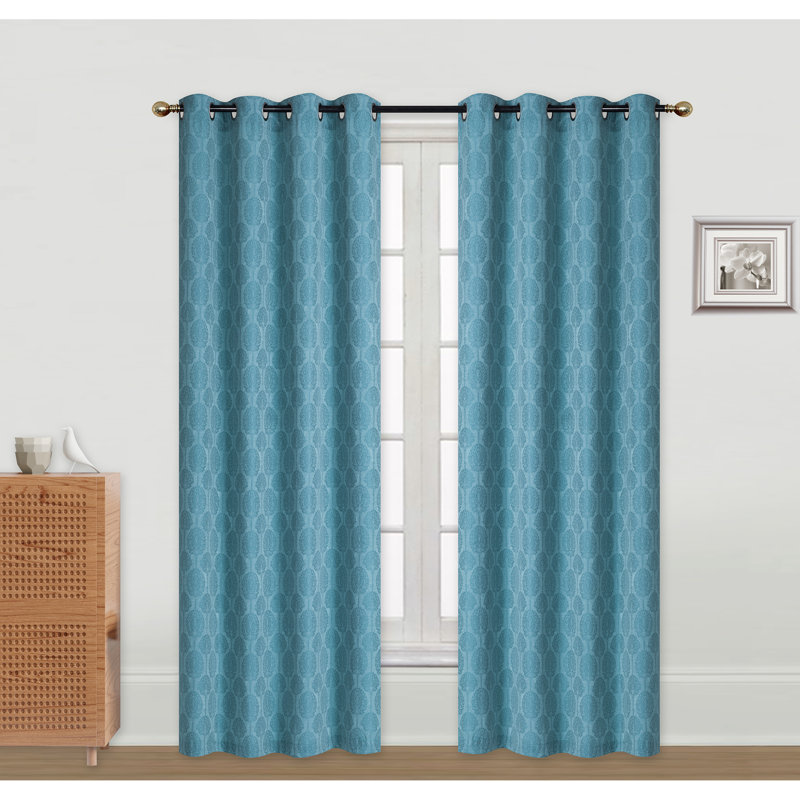 Panneau de rideau simple obscurcissant avec œillets Floral, Bleu, L 54 po x L 96 po