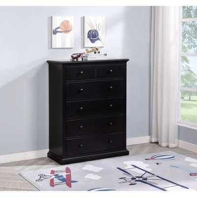 Commode de chambre noire à 6 tiroirs