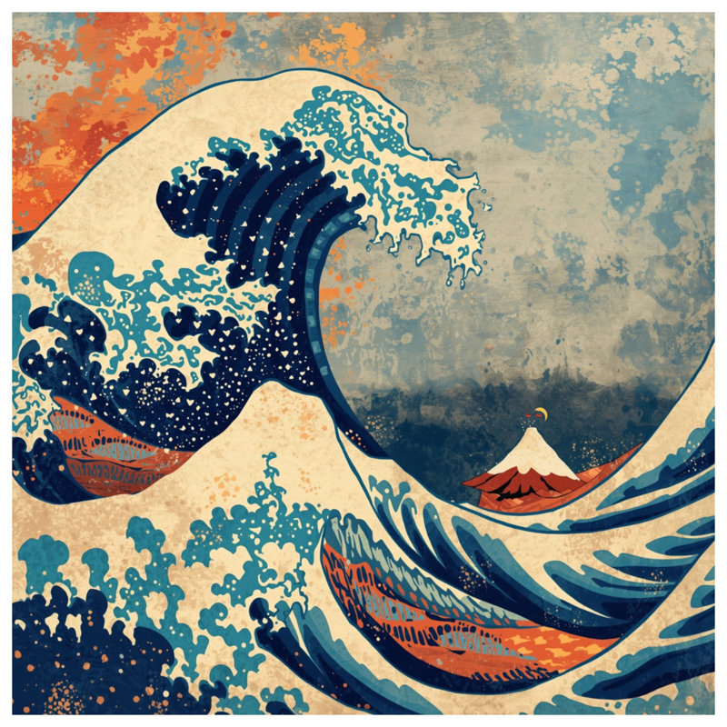Japanese Ocean Wave Double Sided Throw Pillows, 26 x 26 inches