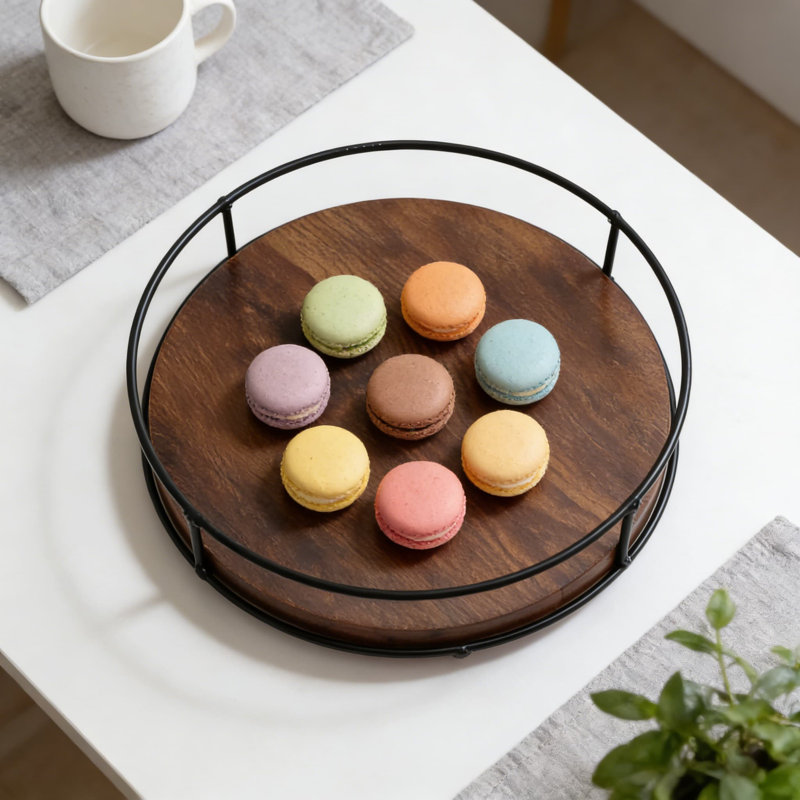 Lazy Susan Turntable Organizer For Kitchen Countertop And Cabinet, With Steel Frame, 360 Degree Rotating Decorative Centerpiece