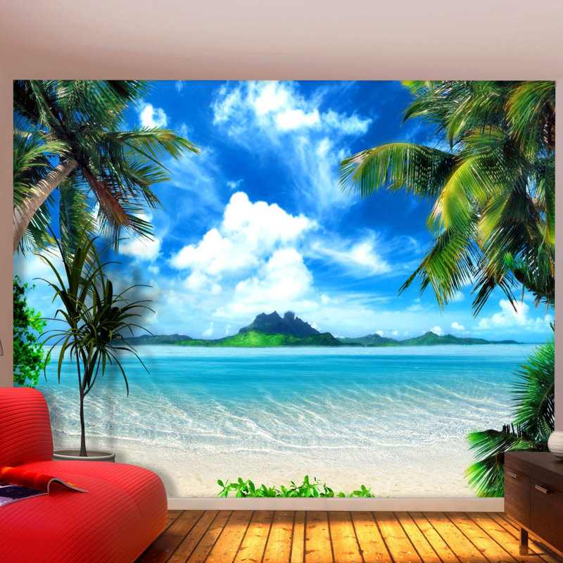 Panneau mural en l 11,8' l’x l 106 po tropical beach turquoise ocean