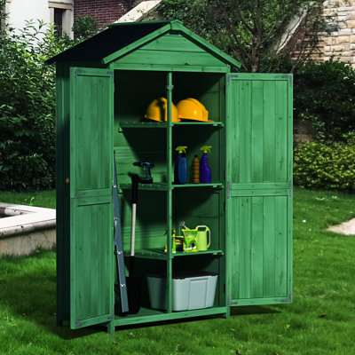 Outdoor Waterproof Storage Facility For Gardens 35.6"X 18.1"X 67.3", Wood, Double Doors, 67.3" L Garden Shed With Roof, Waterproof, Forest