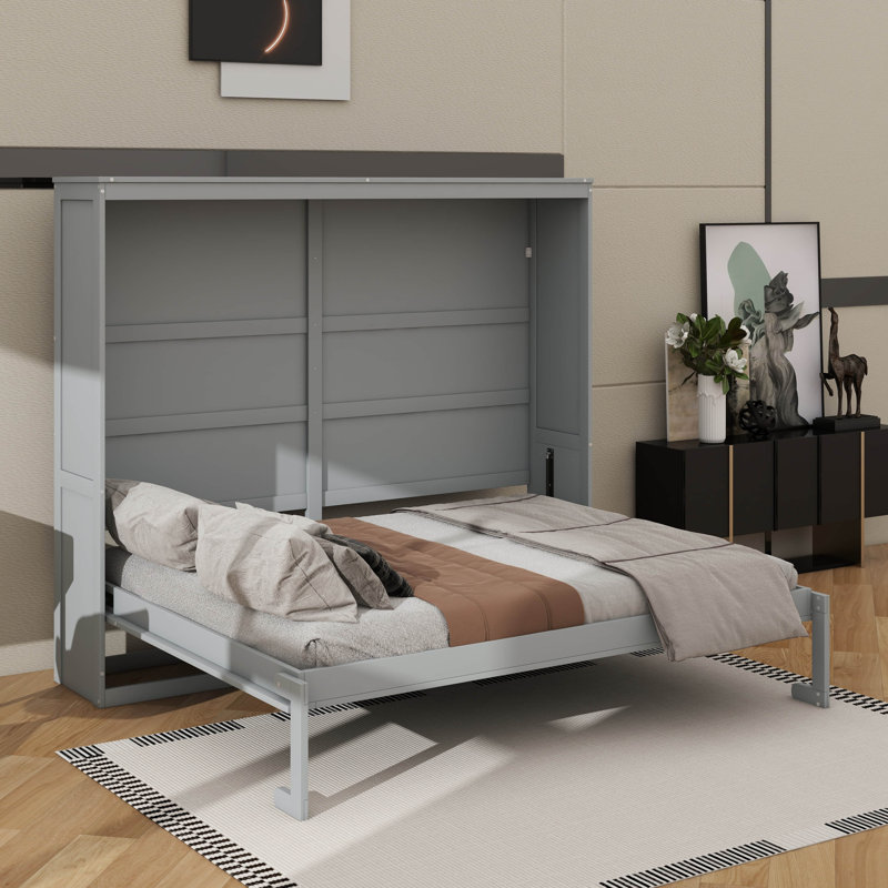 Space-Saving Murphy Wall Bed, Gray, Full
