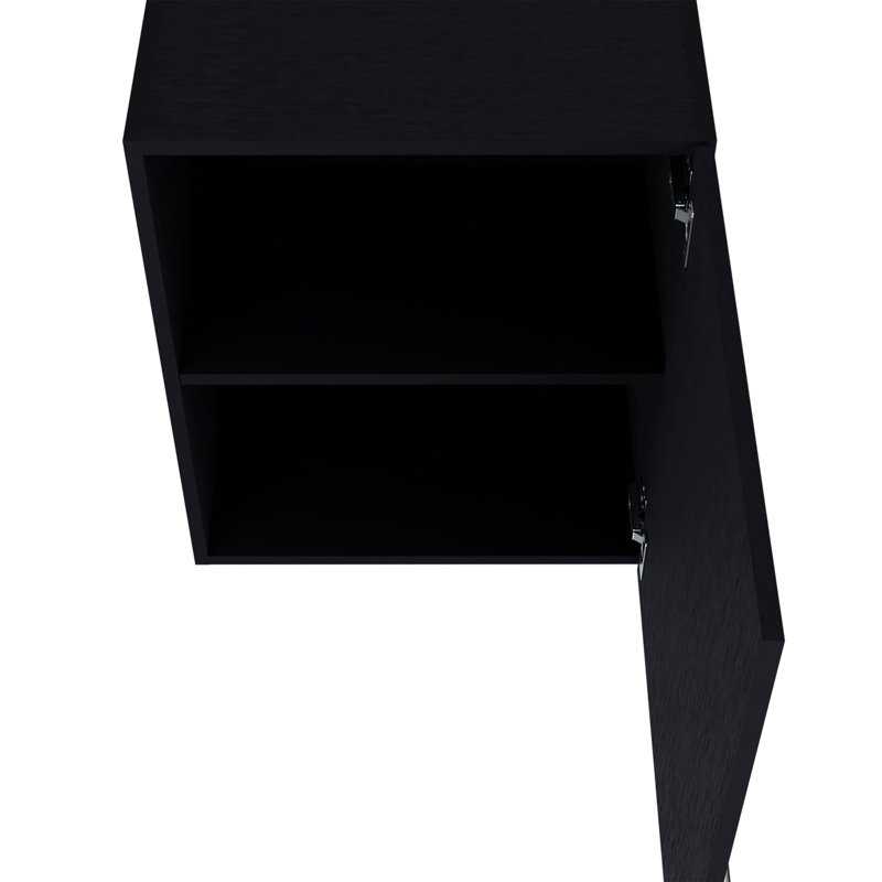 So- Hi Wall Cabinet in melamine with one door,black, Black