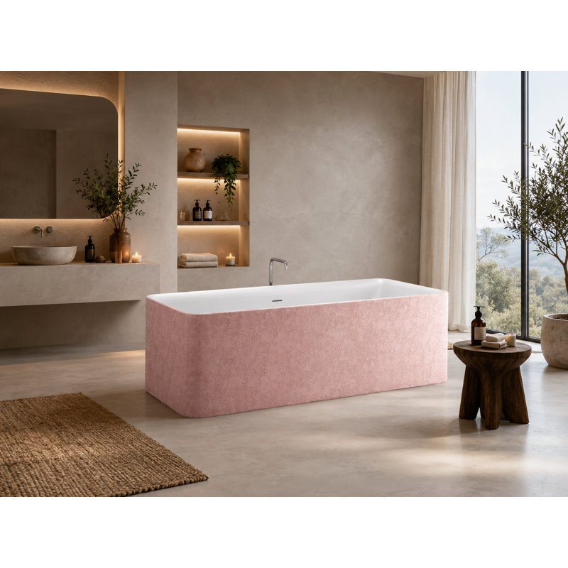 Baignoire autoportante rectangulaire 70,9 po x 31,7 po, Rosé / blanc