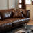 Brown Genuine Leather Modular Sofa cushion couch
