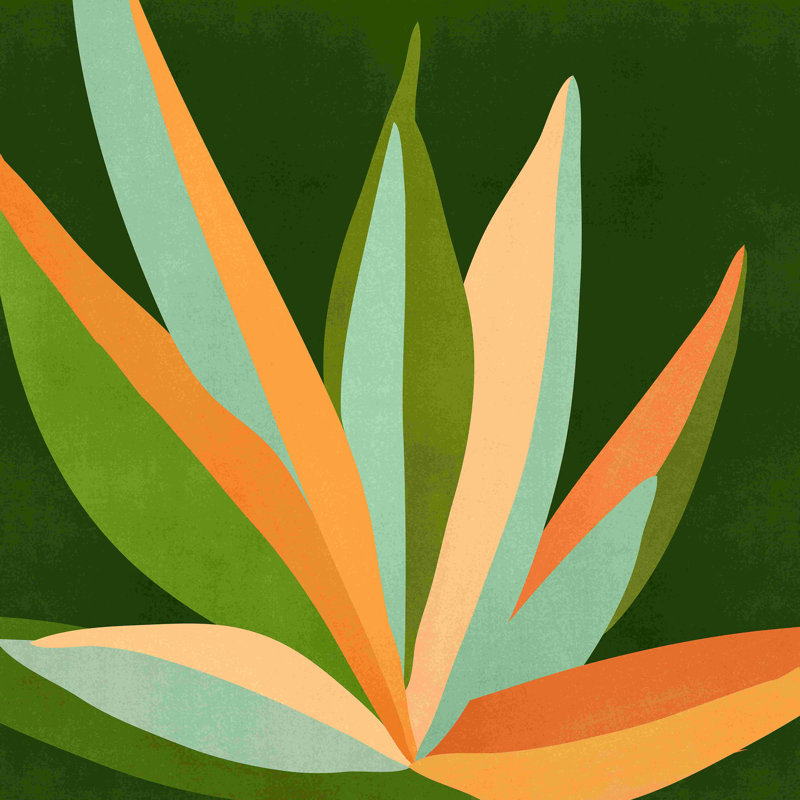 Agave colorée peinte cactus - peinture sur toile tendue, H 36 po x l 36 po, Toile tendue, Non