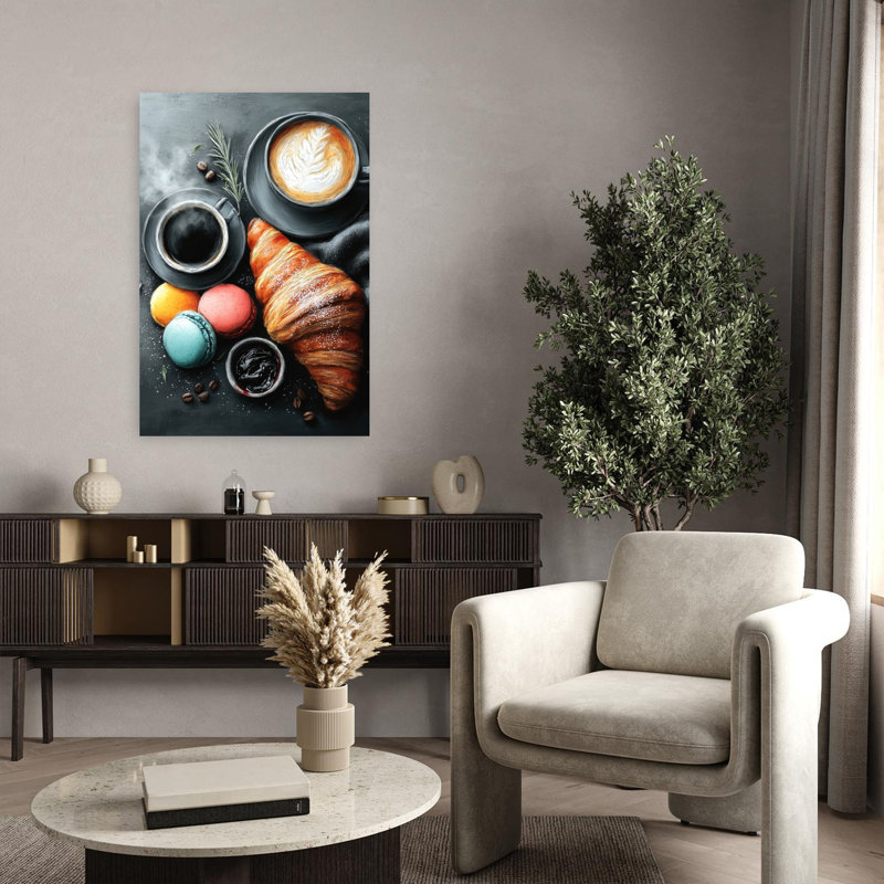 Cozy Coffee Petit déjeuner, art mural élégant, 36" H x 24" W