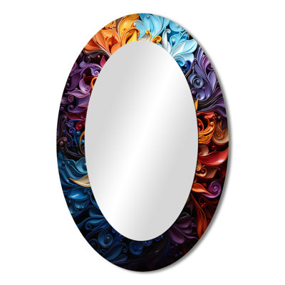 Spiral Kaleidoscope I - Abstract Spirals Large Mirror, Modern Decorative Wall Mirror, Printed Metal Art