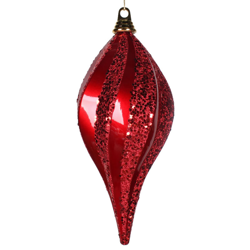 Ornement en forme de bonbon scintillant, Rouge, H 12 po x l 6 po x P 6 po