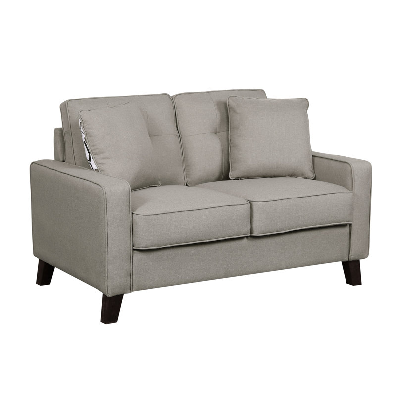 Carmenlita 51" Linen Square Arm Loveseat, Light Brown