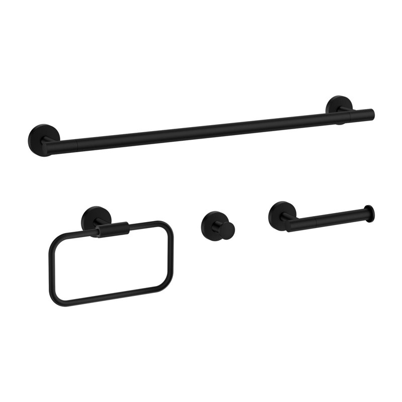 Ensemble de quincaillerie de salle de bain 4 pièces Lume, Noir mat