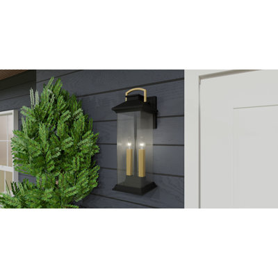 Lesse 2-Light Earth Black Outdoor Wall Lantern