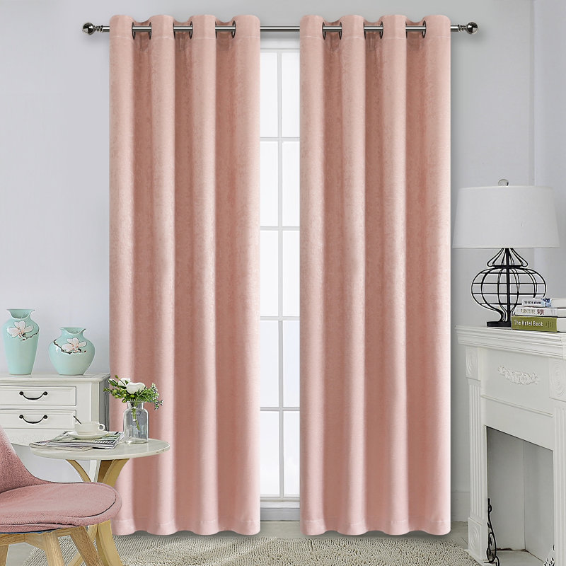 Eruh Semi Sheer Curtain Pair, Rose