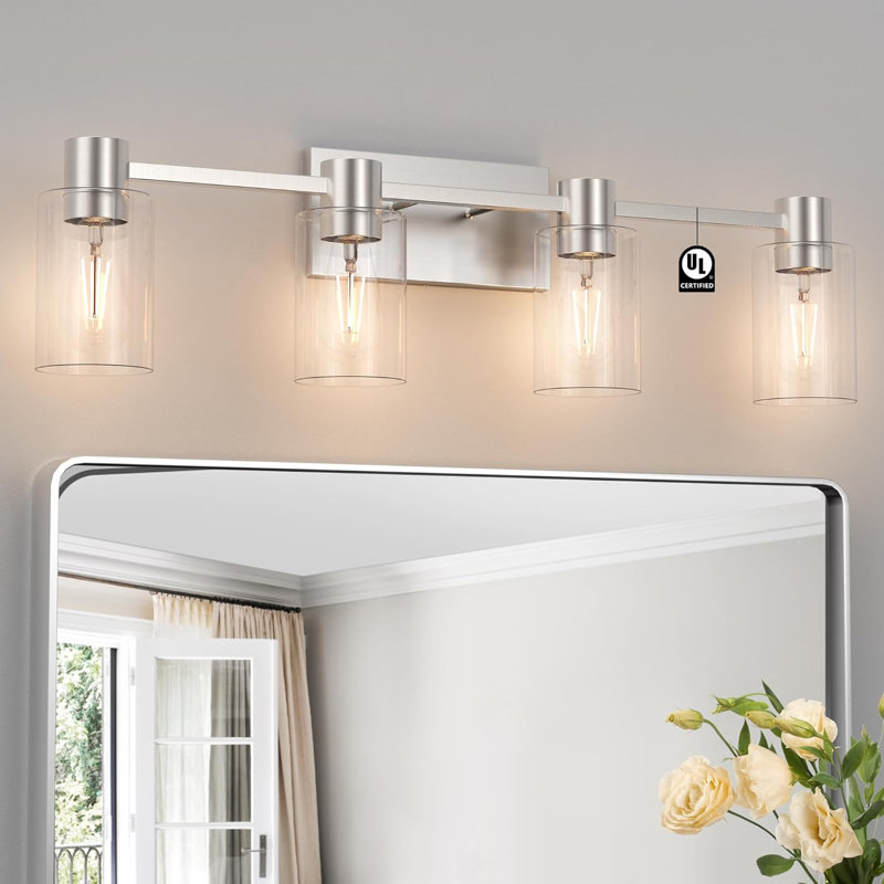 Chalise Vanity Light, 4 Lights, Brushed Nickel