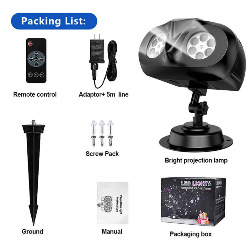 Upgraded Dual-Head Outdoor Snowflake Projector Light