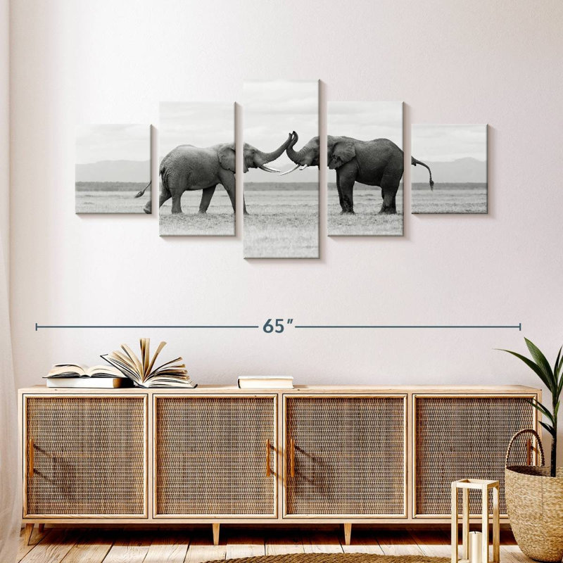 Fighting Elephants, 24" H x 55" W