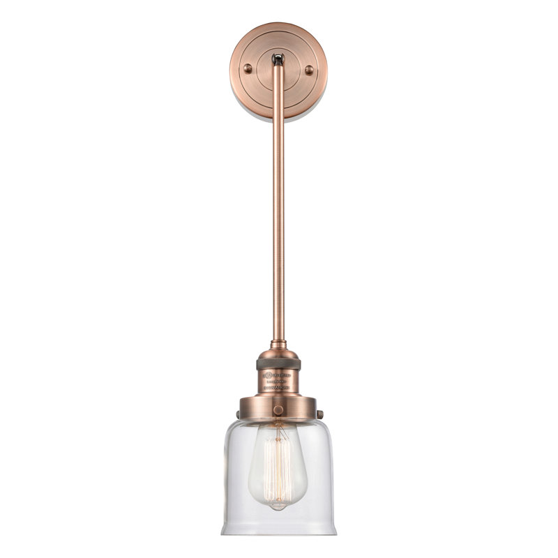 Luminaire suspendu en forme de cloche à 1 lumière Dominica, Transparent, Cuivre antique, H 10 po x l 5 po x P 5 po