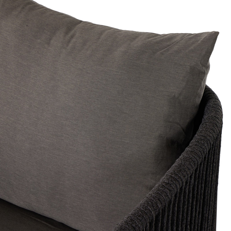 Porto Outdoor Swivel Lounge Chair, Venao Charcoal, Thick Dark Gray Rope
