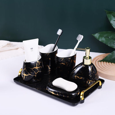 Black bathroom accessory set