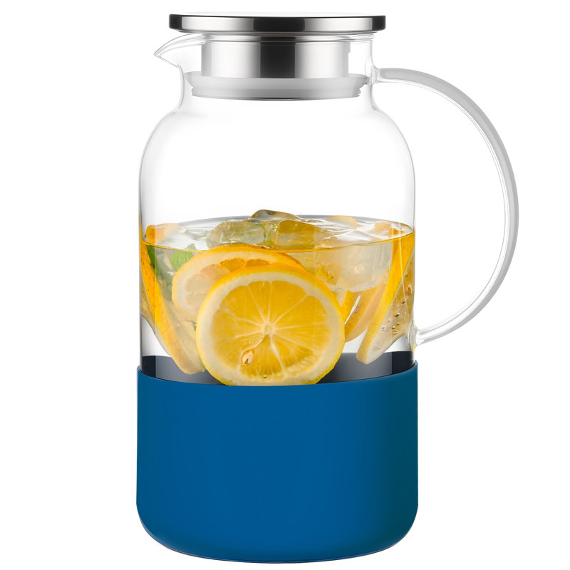 Pichet en verre avec couvercle, 1,7 L (61 oz), base blanc cassé, Off-white base
