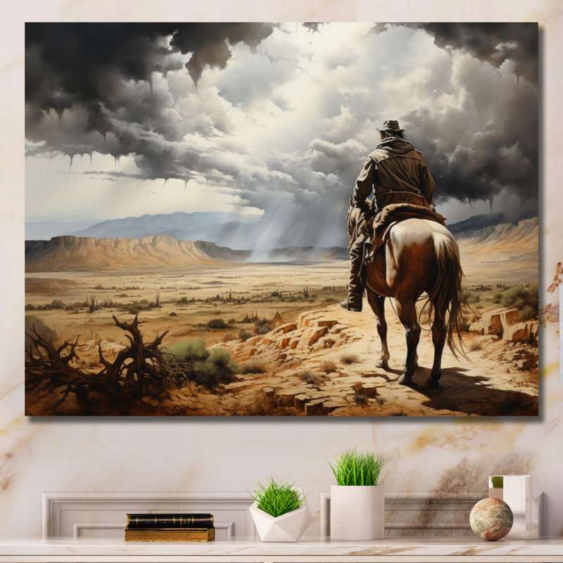 Cowboy Calm Before The Storm - Cowboys Canvas Wall Art, H 30 po x l 40 po x P 1,5 po, Toile tendue