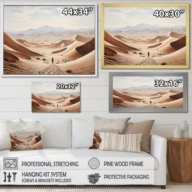 Dunes sahraouies beiges I - reproduction, H 24 po x l 32 po x P 1 po, Cadre photo noir