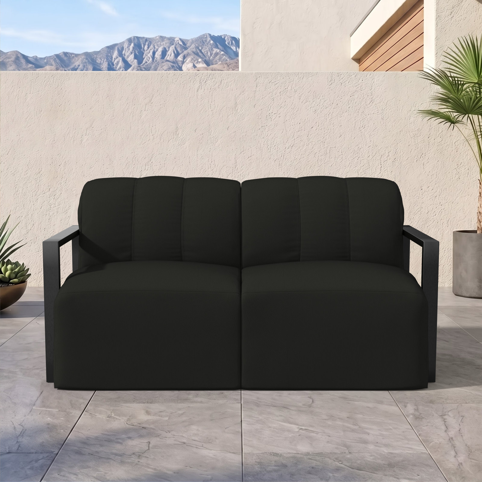 Rosalie 62" Sunbrella® Patio Loveseat, Sunbrella® Canvas Black