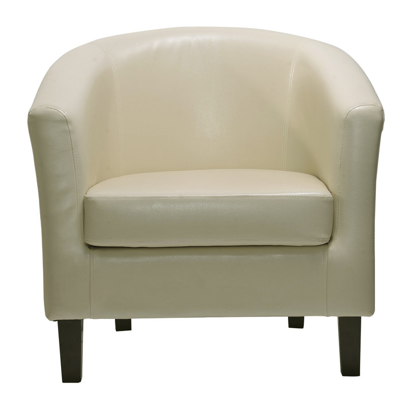 Isadora Faux Leather Barrel Chair, Cream