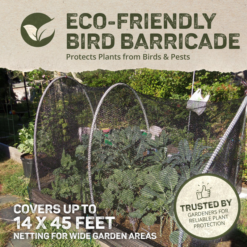 DeWitt 14x45 Ft Deluxe Bird Barricade, Garden Mesh Netting for Plant Protection
