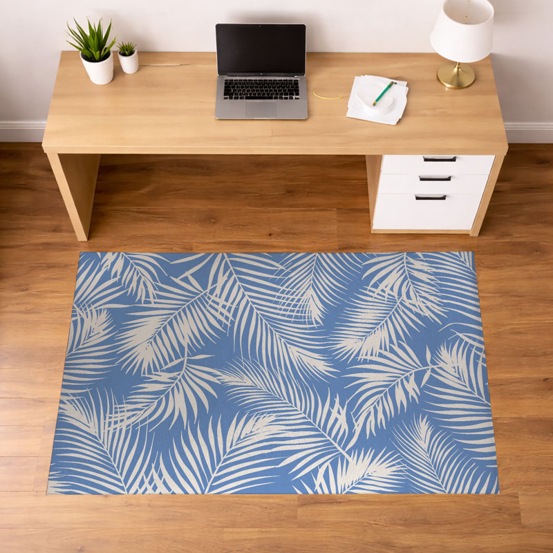 Tapis de bureau léger antidérapant Waving Palms, L 84 po x P 60 po, Bleu
