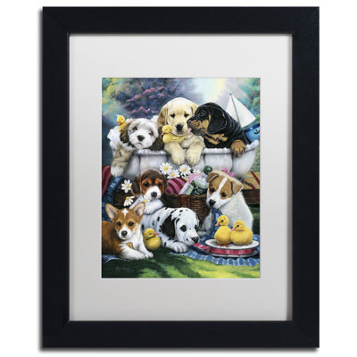 « bain time pup », reproduction d’impression sur toile encadrée