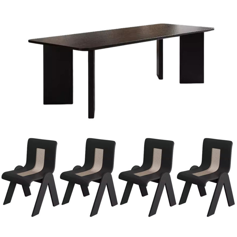 2 4 - Person Solid Wood Top Four Leg Dining Set, 29.52"H x 62.99"L x 27.55"W