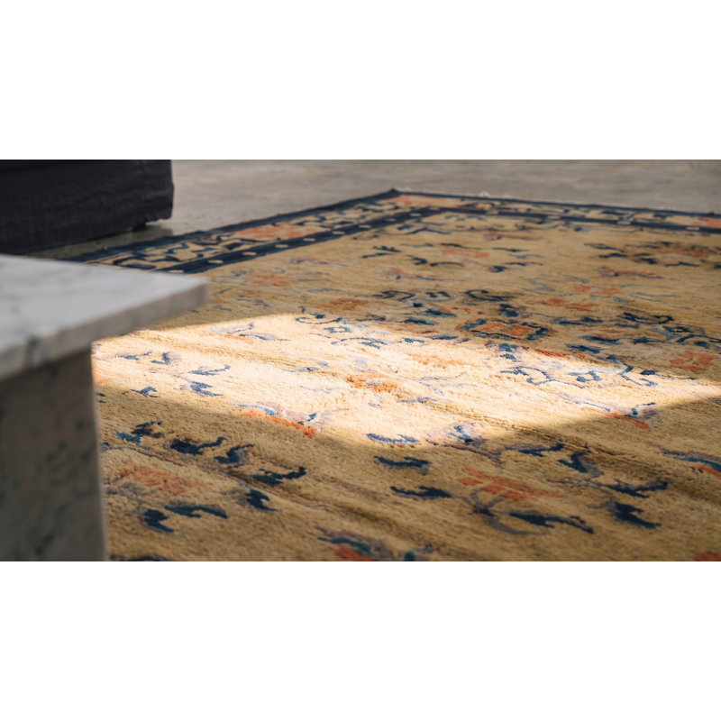 Tapis bleu antique en laine Ningxia