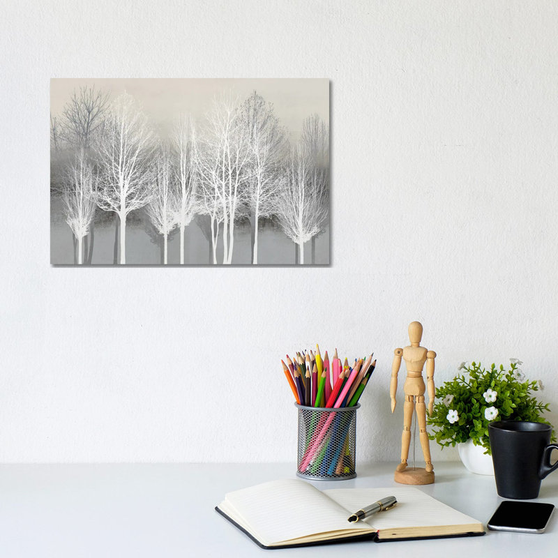 Trees On Grey by Kate Bennett - Wrapped Canvas Painting, 20.32 cm H x 30.48 cm W