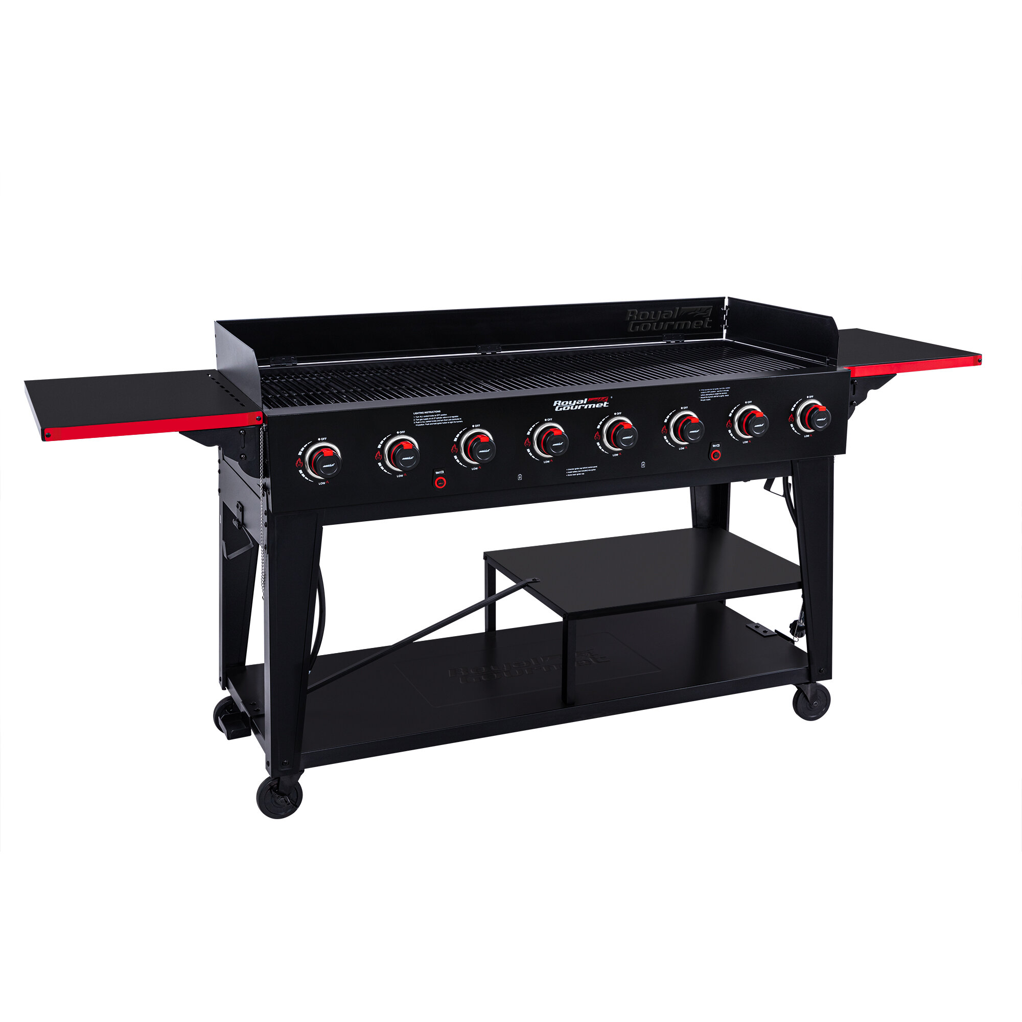 Outdoor 8 Burner BBQ Propane Gas Grill with Cover and Grilling