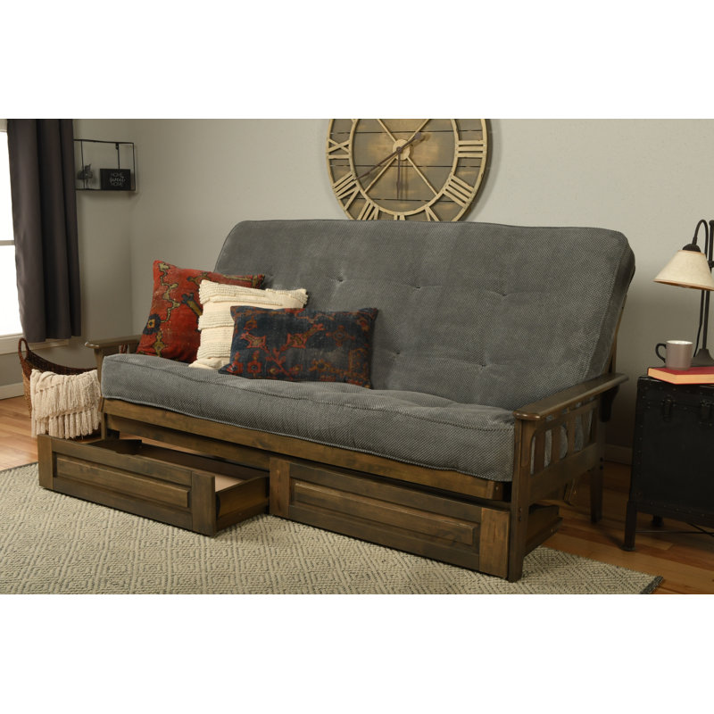 Ensemble de futon large avec matelas et tiroir de 87 po Stratford, Polyester tonnerre Marmont