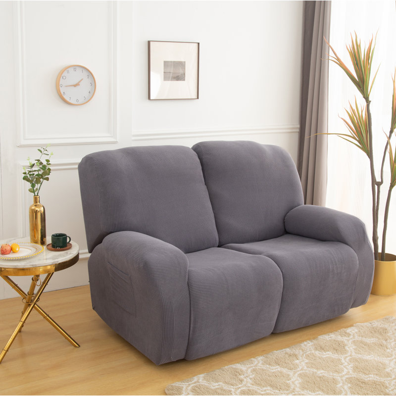 Housse pour fauteuil inclinable à coussins carrés/rectangulaires, Mélange de polyester gris