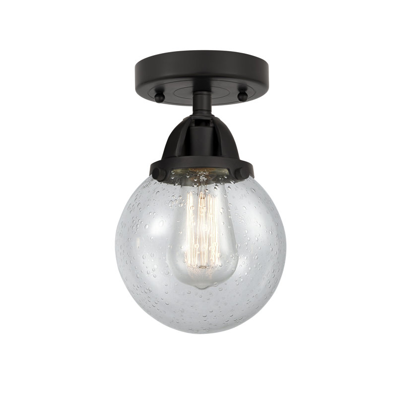 Alphonsa Glass Semi Flush Mount, No Bulb Included, Yes, Matte Black