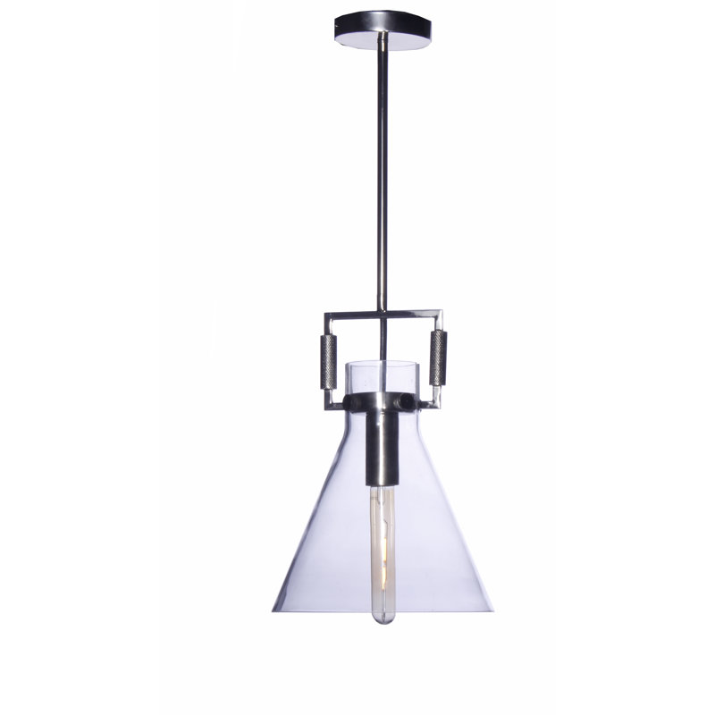 Luminaire suspendu 1 lumière à cône simple Nemeth, Argent