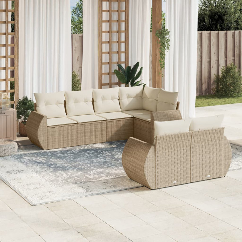  Garden Sofa Set Beige, Beige, Cream White