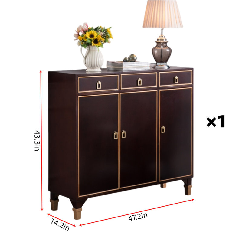 Buffet décoratif American Style Minimalist, Brun / or