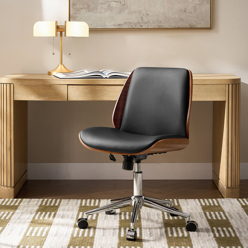Chaise de bureau inclinable Oswina Ember, Similicuir noir