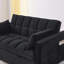 Canapé-lit convertible 3-en-1 avec fonction d'inclinaison, dossier réglable à 3 positions, canapé modulaire à 2 places avec poches latérales et coussins, velours noir de 54 po de largeur, idéal pour le salon et l’appartement