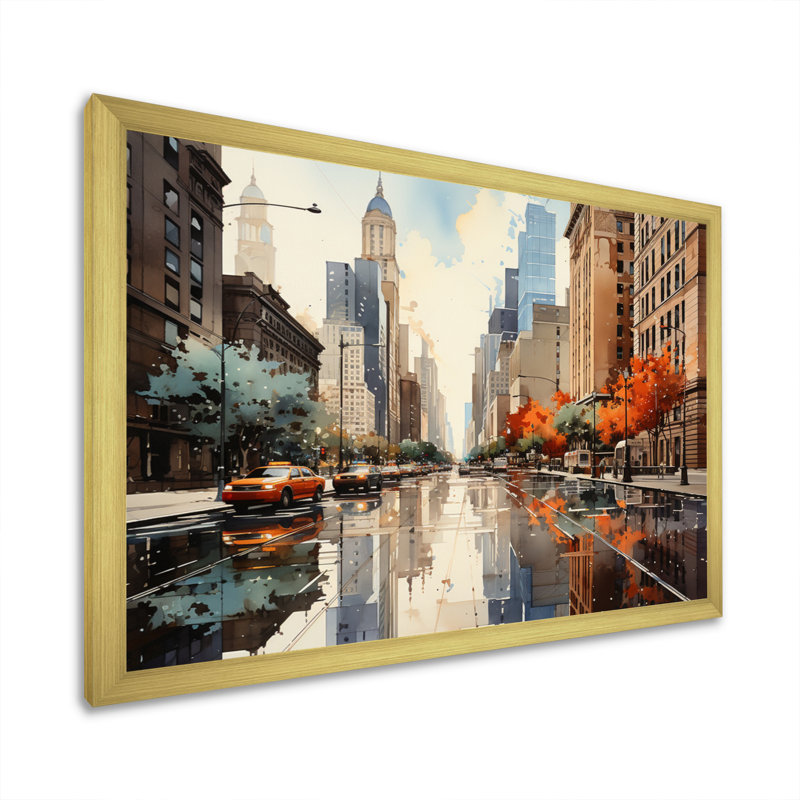 Skyscrapers Urban Heights III, Encadrement doré, H 16 po x l 32 po x P 1 po
