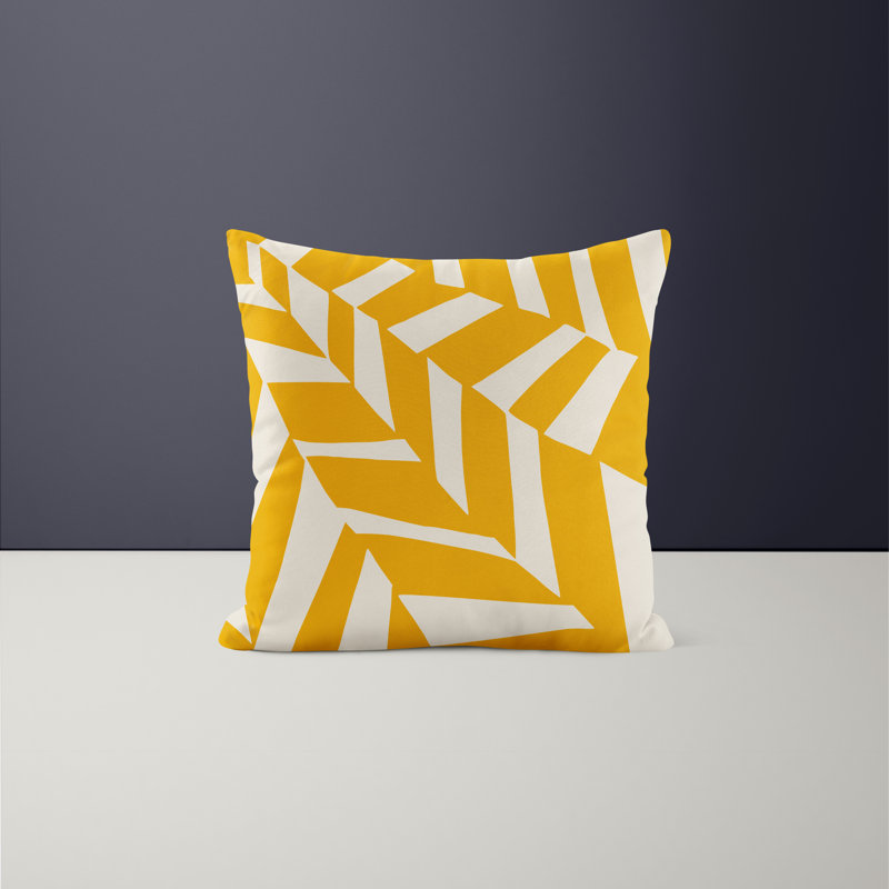 Jeté carré en polyester intérieur / extérieur, L 15 po x H 15 po, Jaune