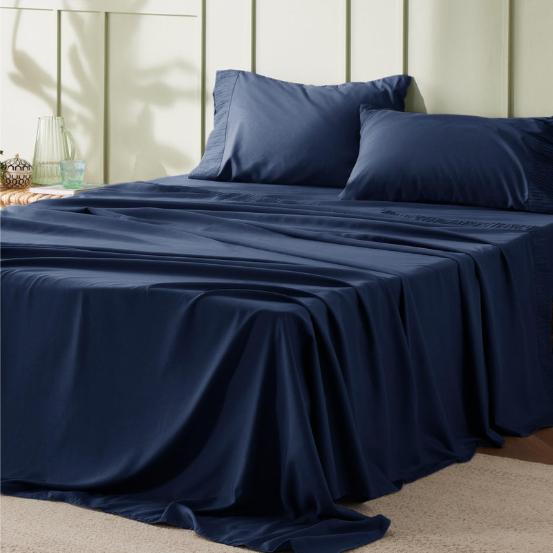 Bedsure Polyester Microfiber Sheet Set Hotel Luxury Sheets, Easy Care Cooling Bed Sheet Set 84GSM（65“ x 95")GentleSoft™️