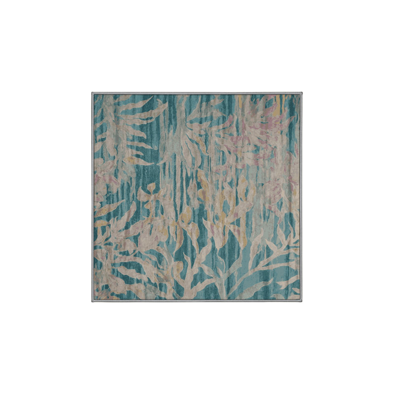 Machine Washable Gray Area Rug, Square 5'