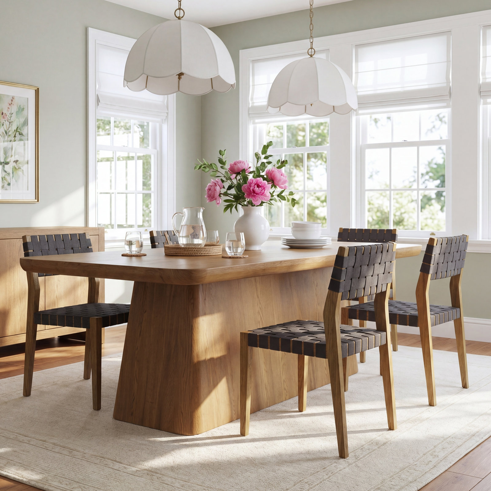Lowell Oak Dining Table Set