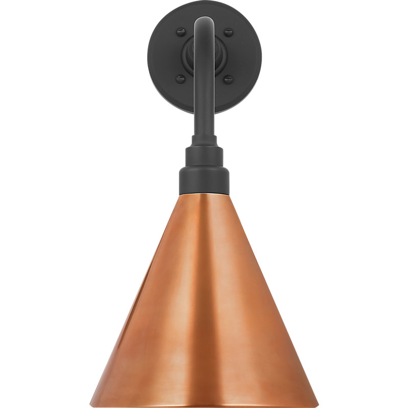Thomas O'Brien 1 - Light Outdoor Barn Light, Matte Black, Soft Copper, 17.75" H x 9" W x 15" D
